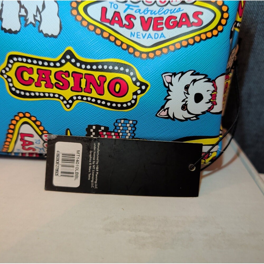 NWT Marc Tetro Las Vegas Westie Travel Bag Blue Saffiano Cosmetic Pouch New - Picture 5 of 16